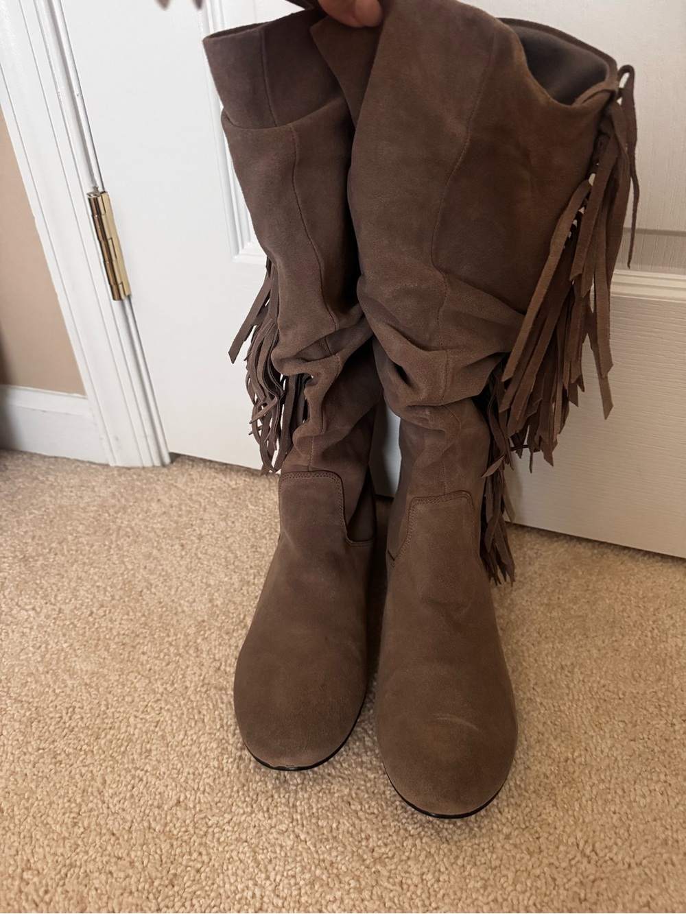 Steve Madden Brown Suede Fringe Over-the-Knee Boots